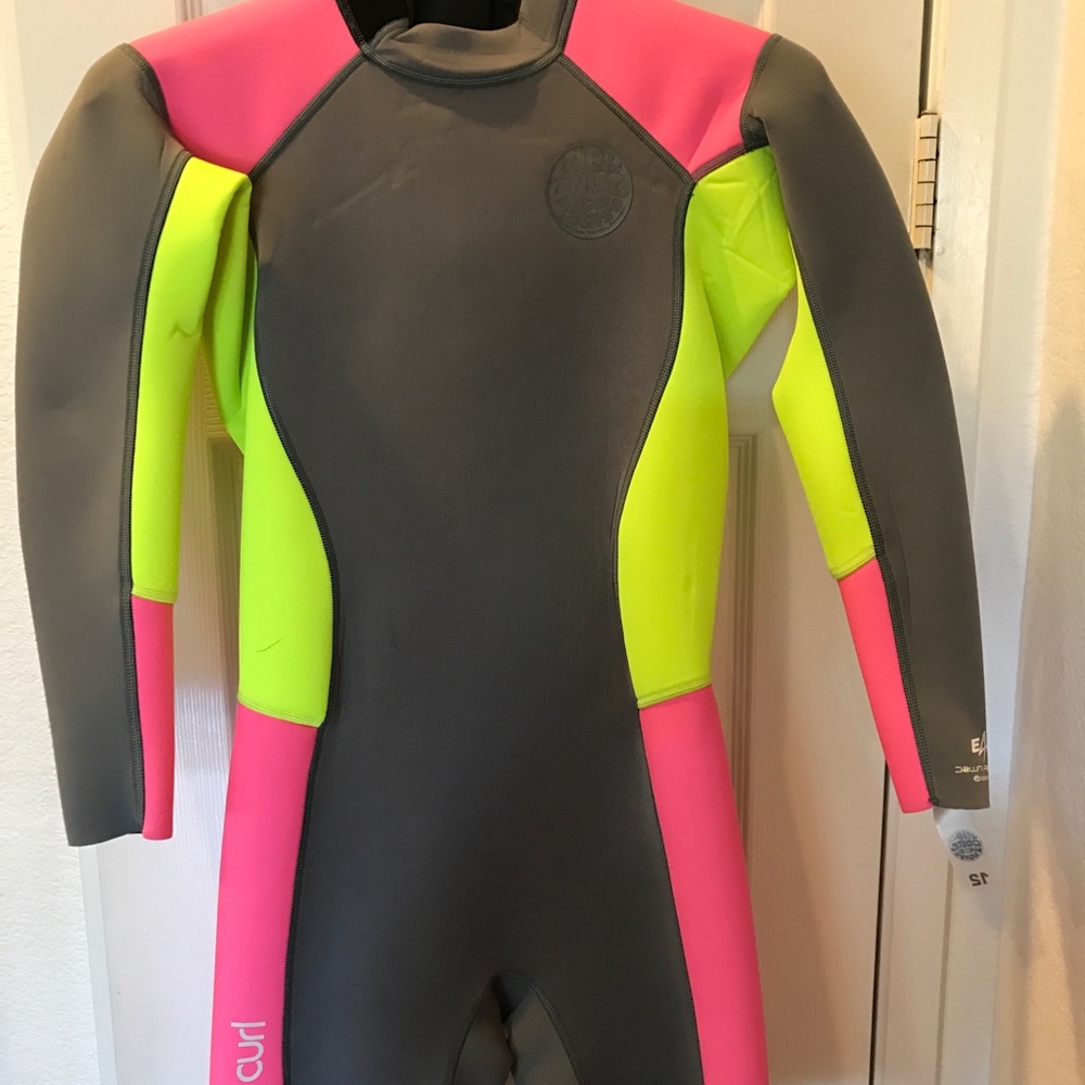 Rip Curl Women's Neoprene Wetsuit in Charcoal, Neon Yellow & Hot Pink